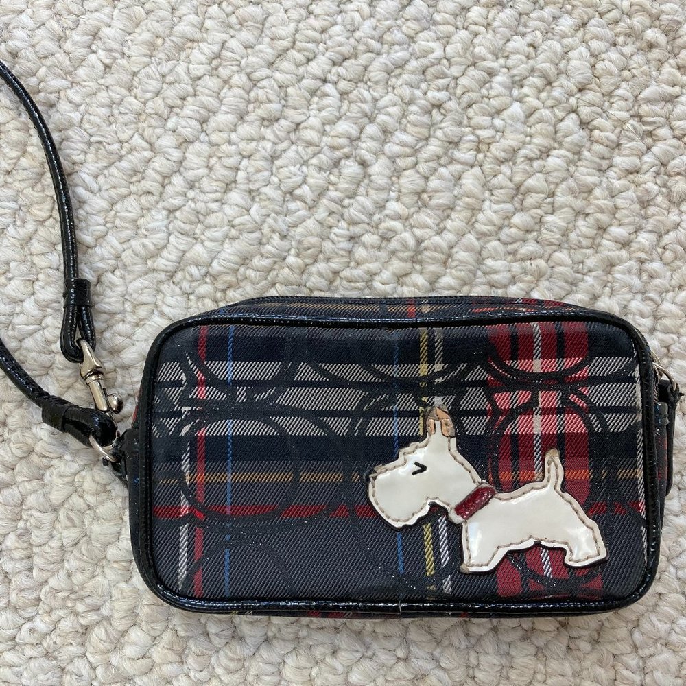 Coach Tartan Scottie Dog Wallet Wristlet